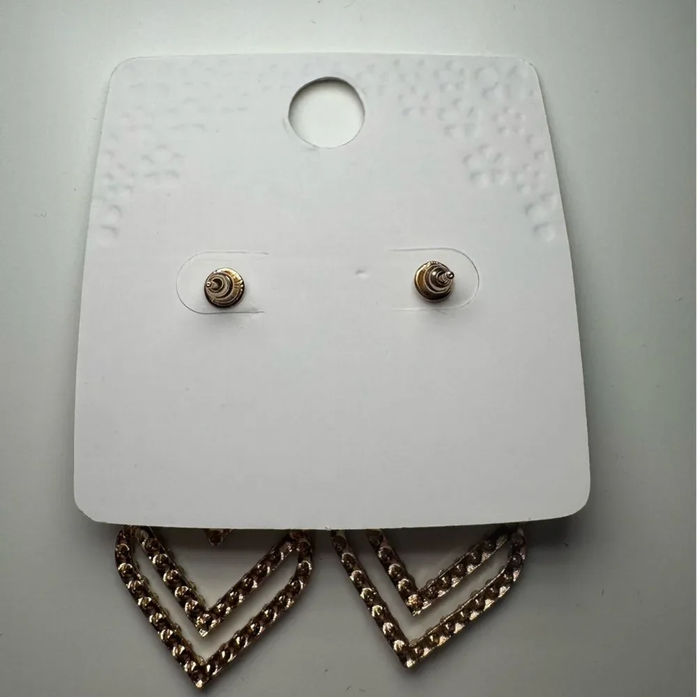 3For$20 Mint Collection Layered Rhinestone Gold Heart Drop Stud Earring